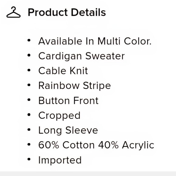 Fashion Nova Rainbow Bliss Cropped Cardigan, Size L - Picture 5 of 11